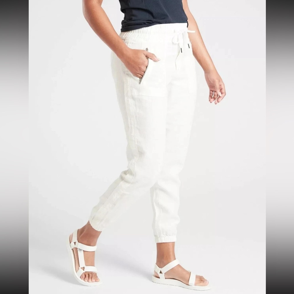Athleta Cabo Linen Jogger-Calla Lilly White, Size 26